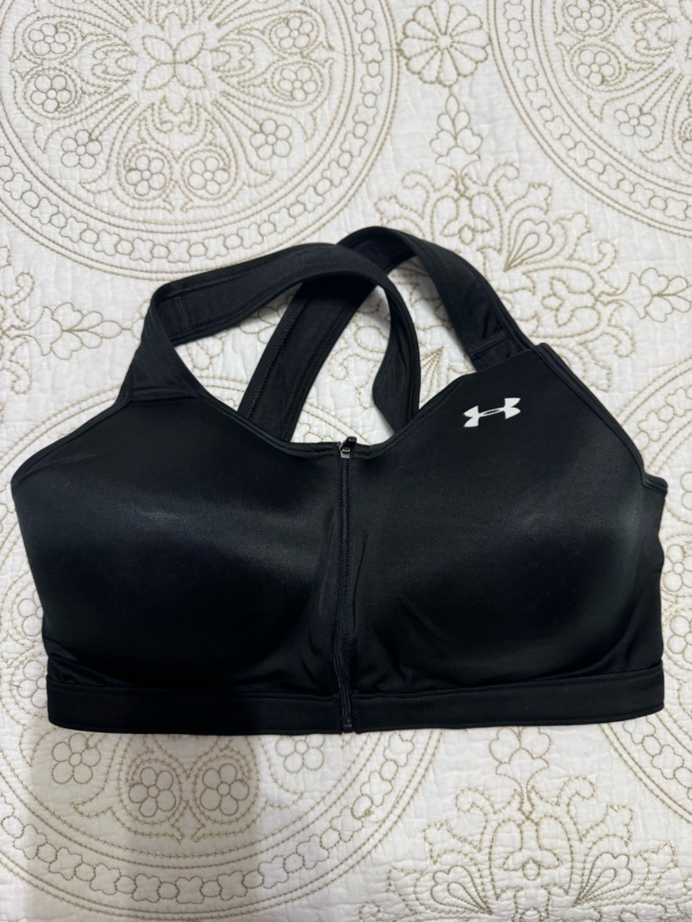 Under Armour Black Front-Zip High-Impact Sports Bra